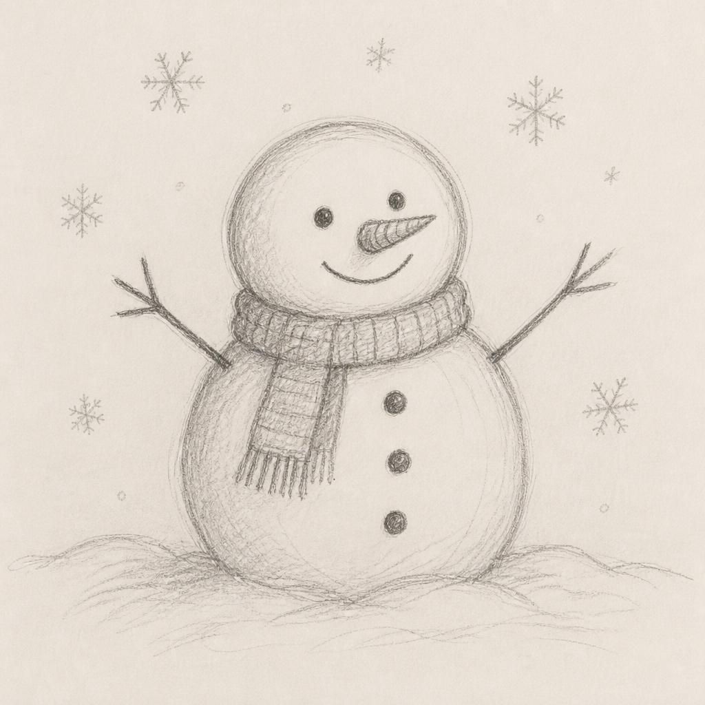 Sample idea sketch for a snowman design, not George's artwork